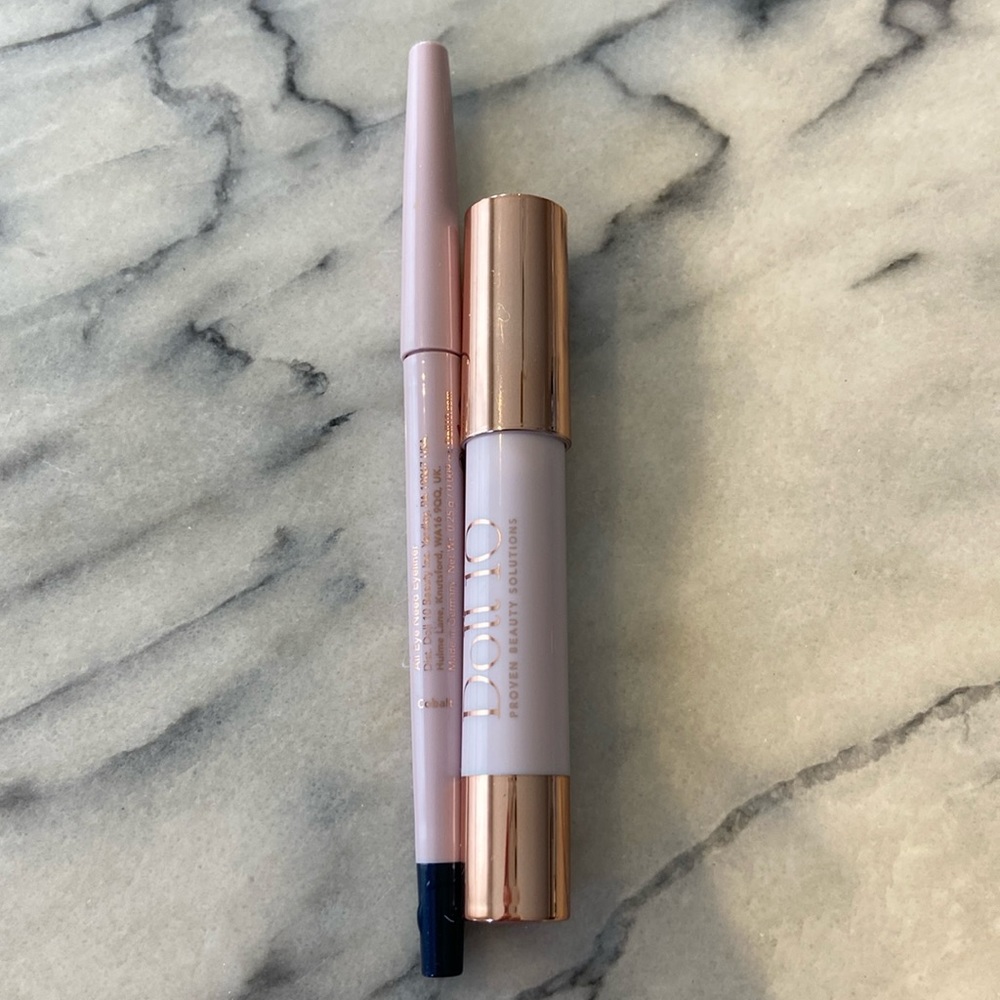 Doll 10 All Eye Need Eyeliner in Cobalt Blue  and Lip Crayon in Bubbly.